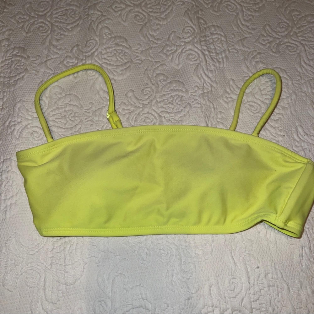 NoBo. Neon Yellow Bandeau Bikini Swim top Size small 3/5
